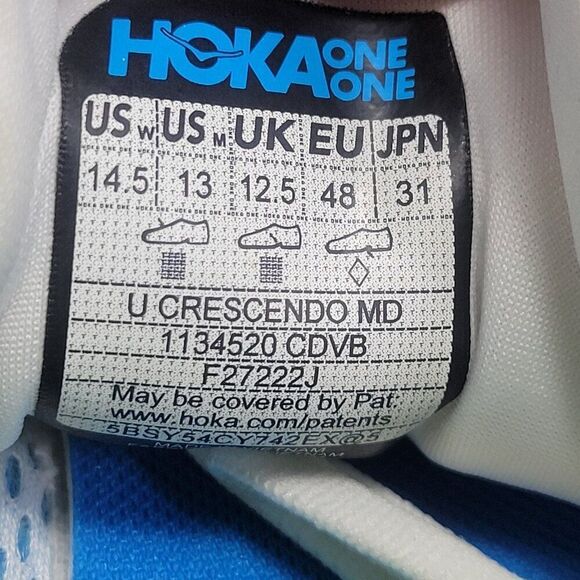 Hoka One One‎ U Crescendo MD Men’s Track Sneakers – Ceramic Diva Blue – Size 13 - Picture 11 of 11